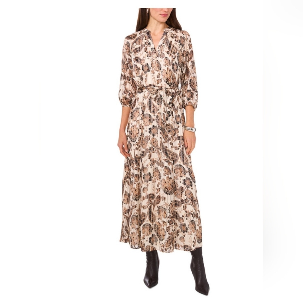 NWOT Vince Camuto Floral Maxi Dress - Cream and Brown